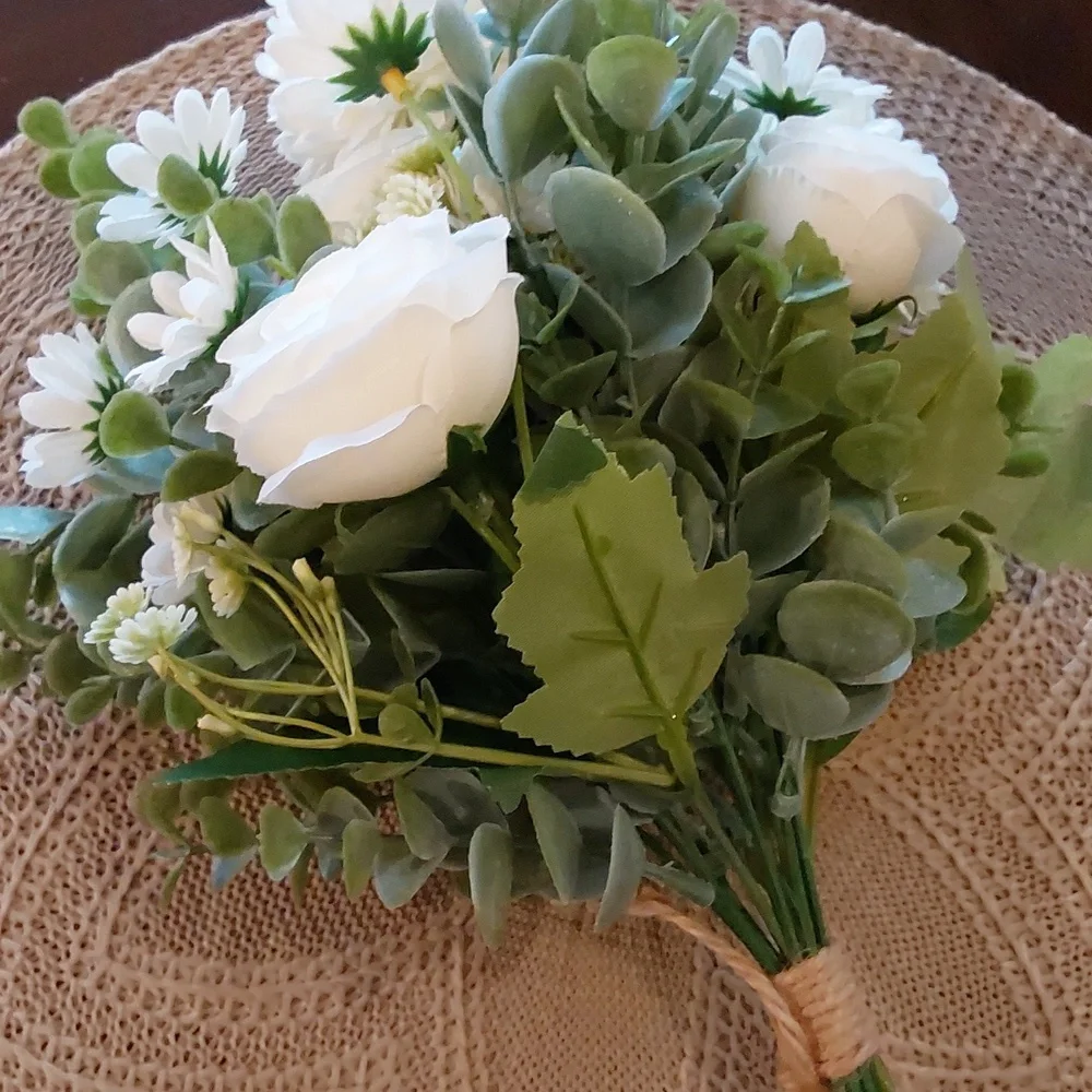Elegant Green and White Floral Bouquet**Was $20**